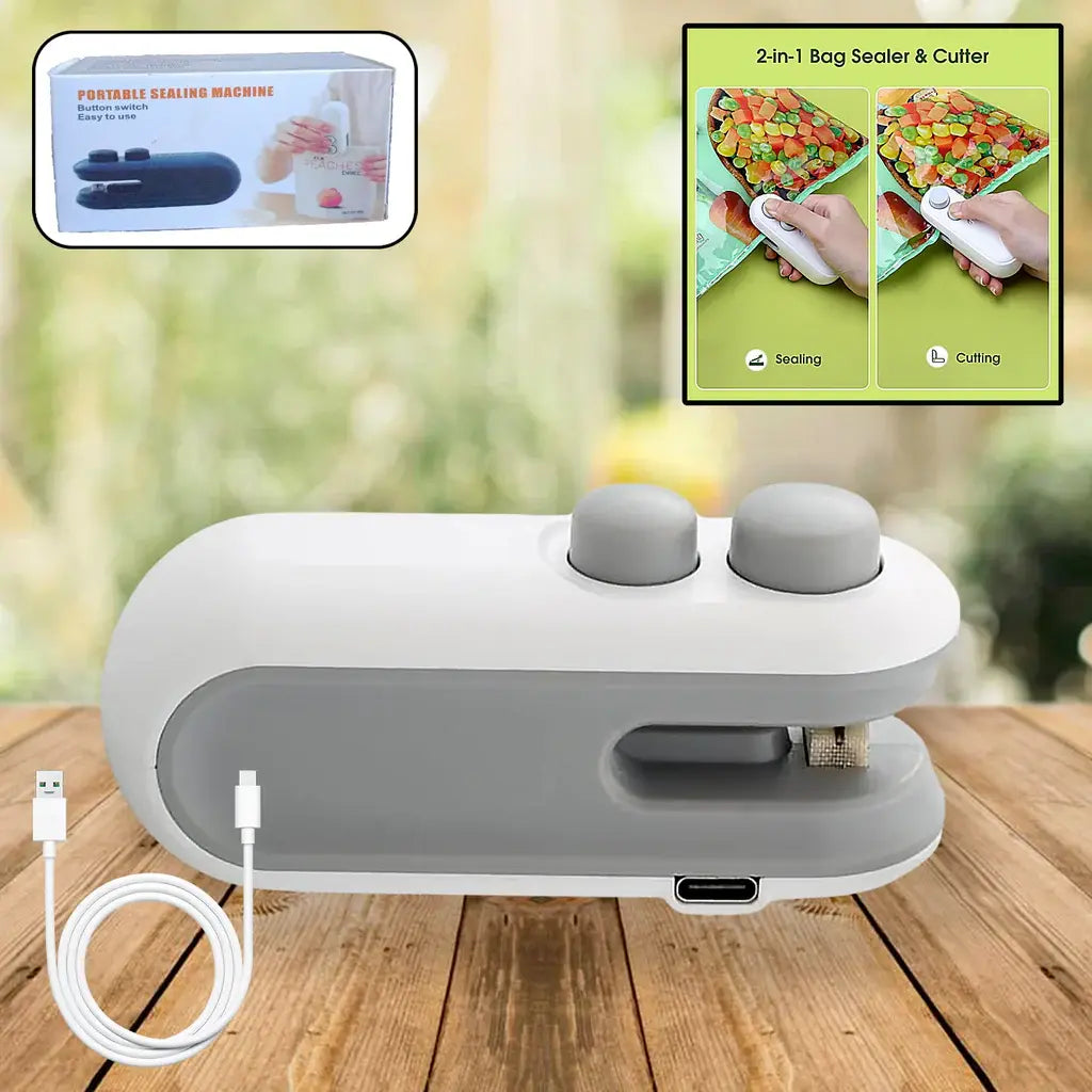 2-in-1 Portable Mini Bag Sealer & Cutter | USB Rechargeable Food Storage Tool Baidya shipping