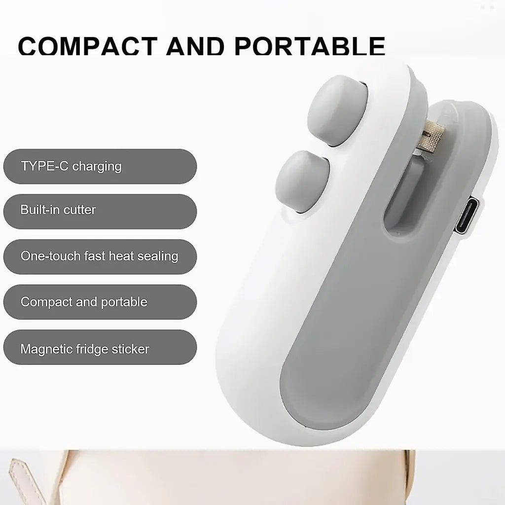 2-in-1 Portable Mini Bag Sealer & Cutter | USB Rechargeable Food Storage Tool Baidya shipping