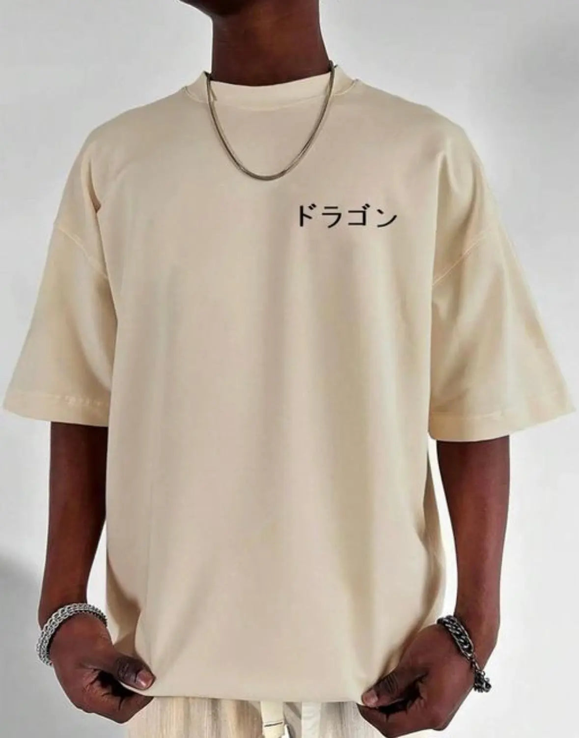 Dragon Spirit Oversized Streetwear T-Shirt – Beige Edition Baidya shipping