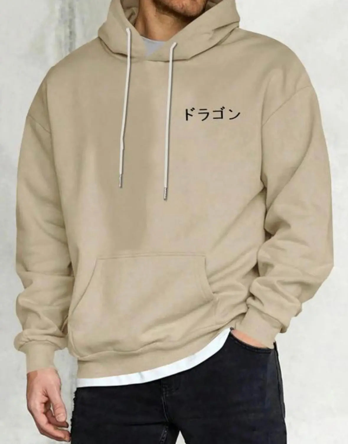 Dragon Spirit Oversized Hoodie – Beige Streetwear Edition Baidya shipping