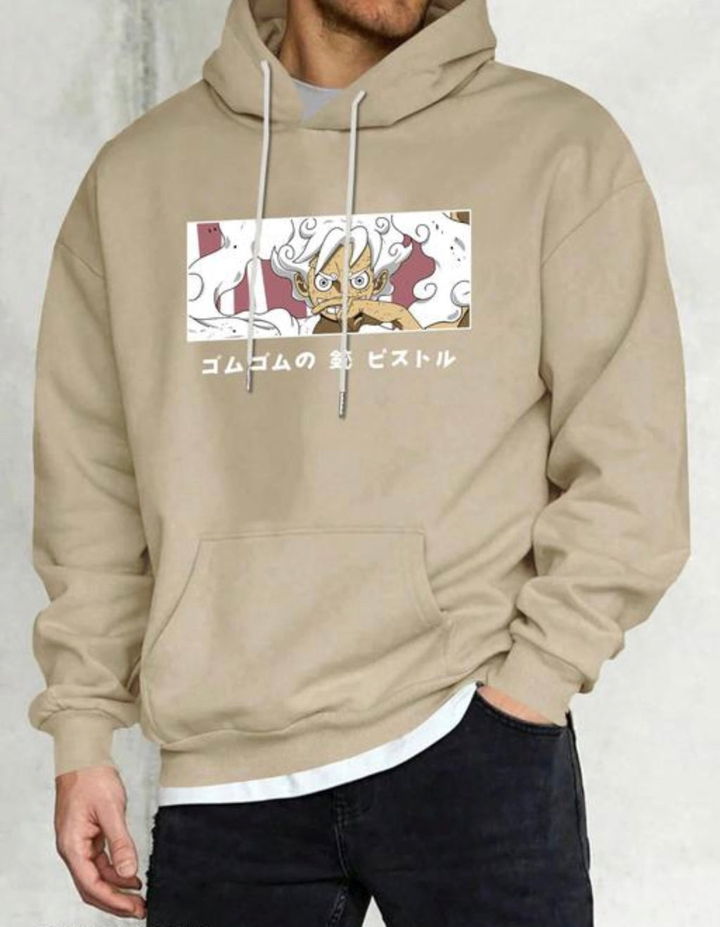 Men’s Oversized Hoodie – One Piece Gear Fifth Luffy Anime Print | Premium Cotton Streetwear Baidya shipping