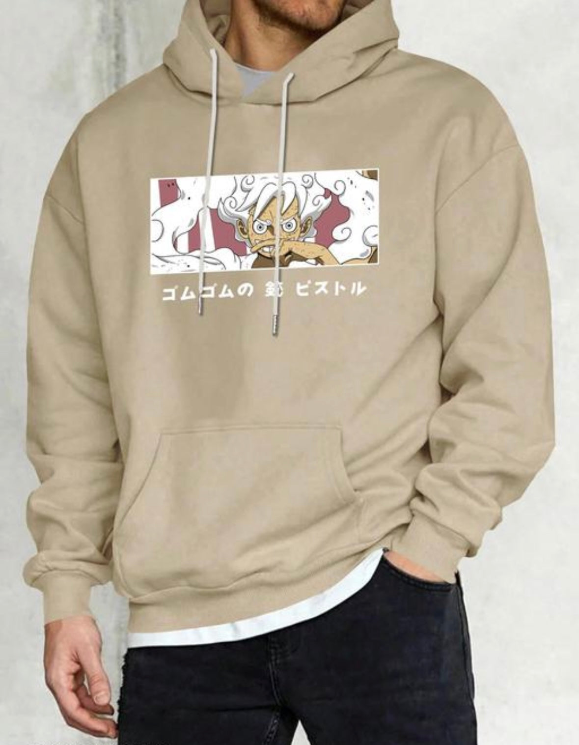 Men’s Oversized Hoodie – One Piece Gear Fifth Luffy Anime Print | Premium Cotton Streetwear Baidya shipping