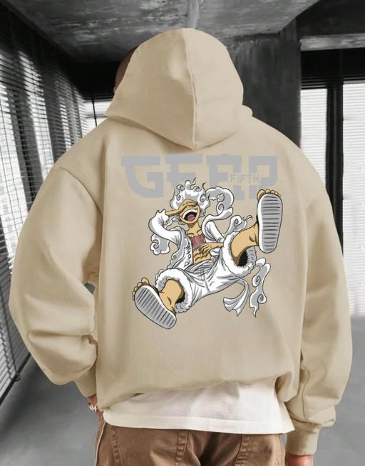 Men’s Oversized Hoodie – One Piece Gear Fifth Luffy Anime Print | Premium Cotton Streetwear Baidya shipping
