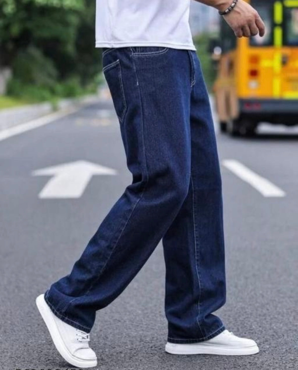 Casual Loose Fit Dark Blue Denim Jeans for Men 👖 Baidya shipping