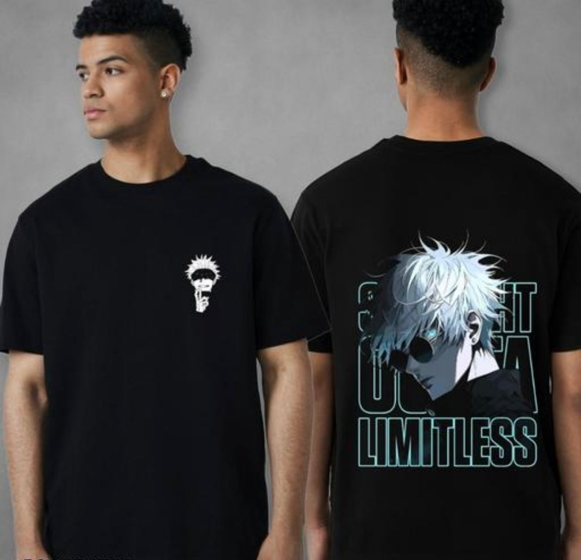 Men’s Cotton Oversized T-Shirt – Satoru Gojo Jujutsu Kaisen Anime Print | Trendy Streetwear for Anime Lovers Baidya shipping