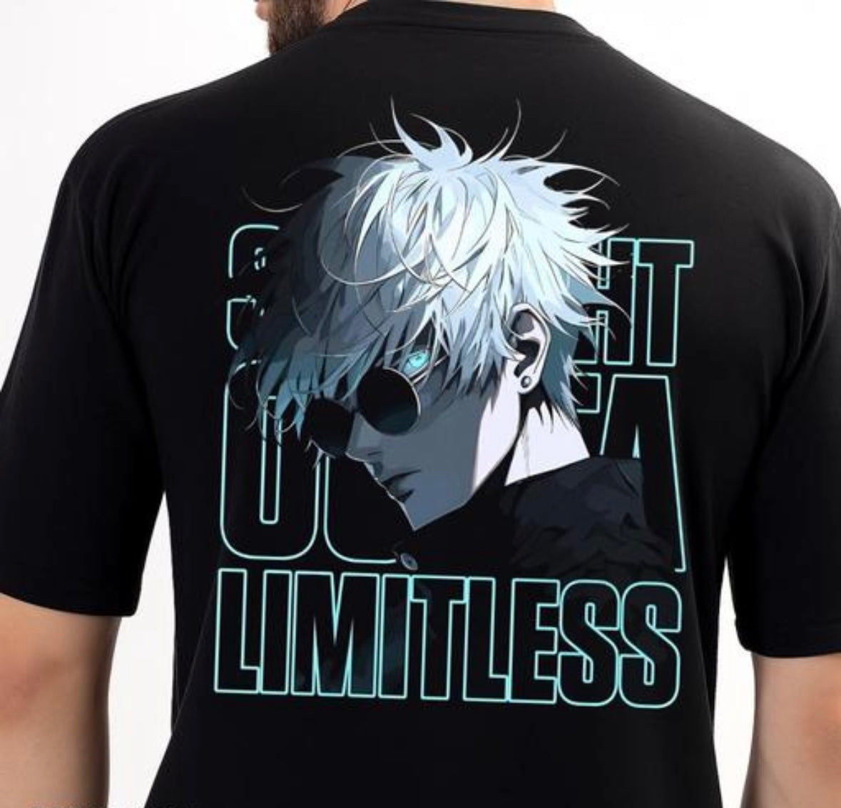 Men’s Cotton Oversized T-Shirt – Satoru Gojo Jujutsu Kaisen Anime Print | Trendy Streetwear for Anime Lovers Baidya shipping