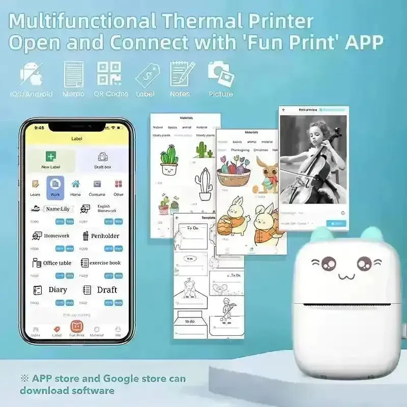 Cute Mini Pocket Thermal Printer – Portable Wireless Bluetooth Printer for Notes, Photos & Labels Baidya shipping
