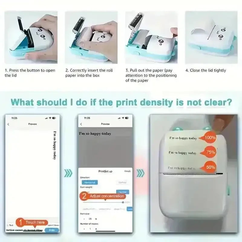 Cute Mini Pocket Thermal Printer – Portable Wireless Bluetooth Printer for Notes, Photos & Labels Baidya shipping