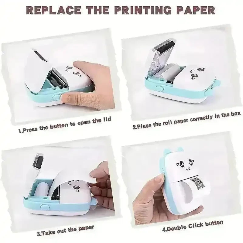 Cute Mini Pocket Thermal Printer – Portable Wireless Bluetooth Printer for Notes, Photos & Labels Baidya shipping
